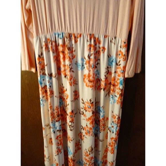 Blue Time- 3/4 Sleeve Pink/ Floral  Long Maxi Dress Womens Xlg  NWT SUPER CUTE - Picture 7 of 16